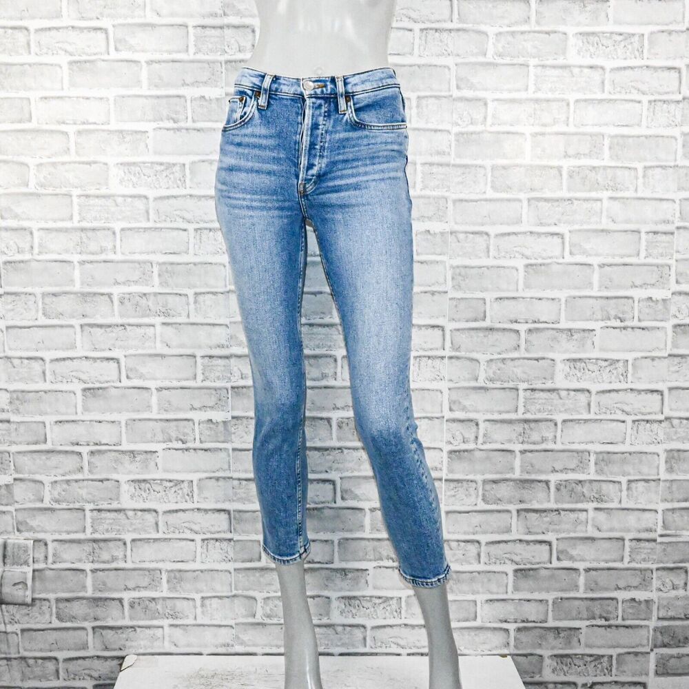 RE/DONE 90s High Rise Ankle Crop Jeans in blue size 25